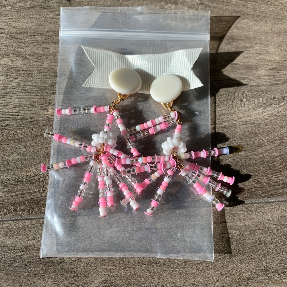 Pink clip earrings